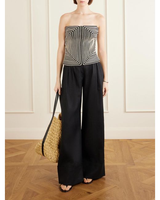 ANDRES OTALORA Blue La Promesa Linen Wide-Leg Pants