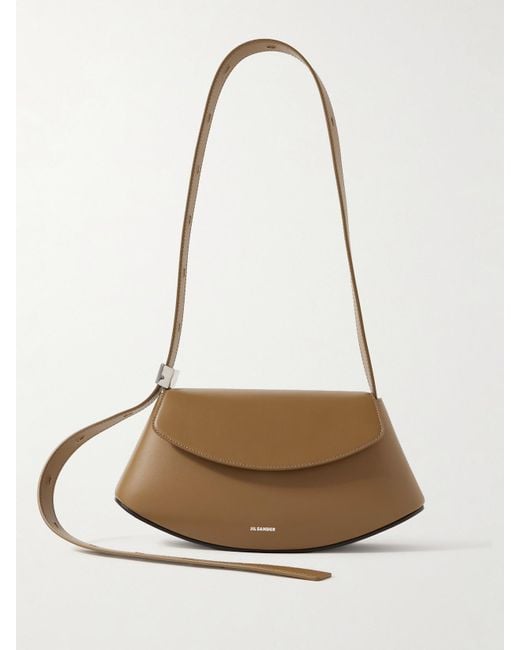 Jil Sander Natural Kleine Schultertasche Aus Leder
