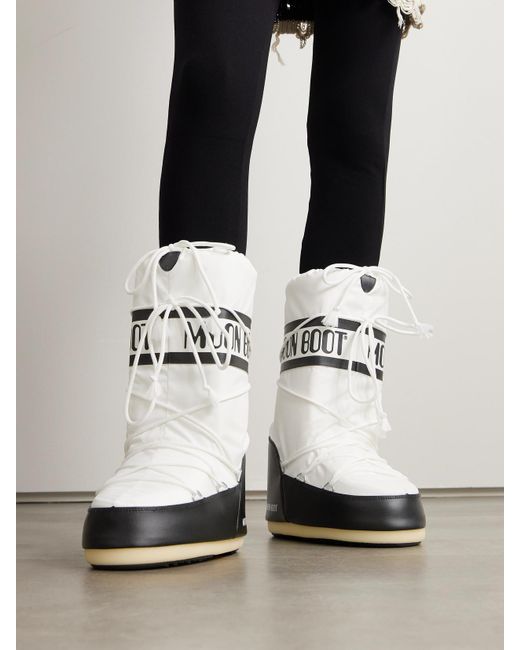 Moon Boot White Icon Shell And Leather-Like Snow Boots