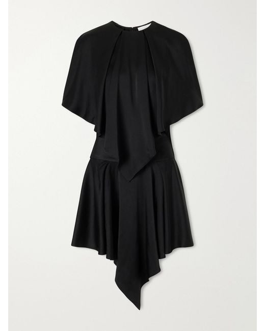 Stella McCartney Black Gathered Satin Mini Dress