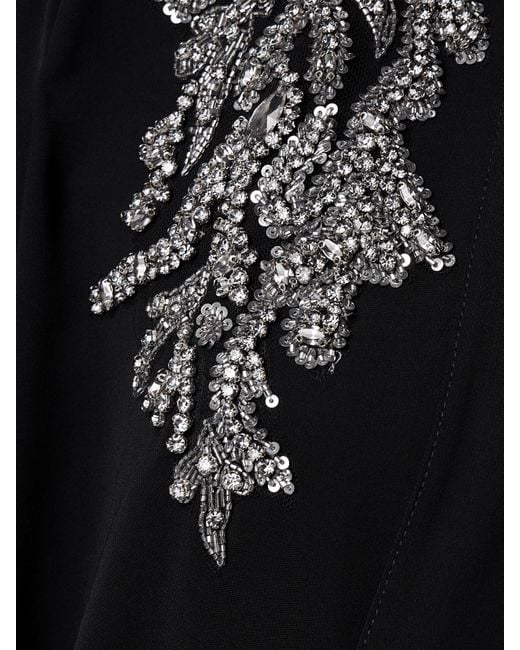 Zuhair Murad Black Belted Tie-Neck Embellished Crepe Gown