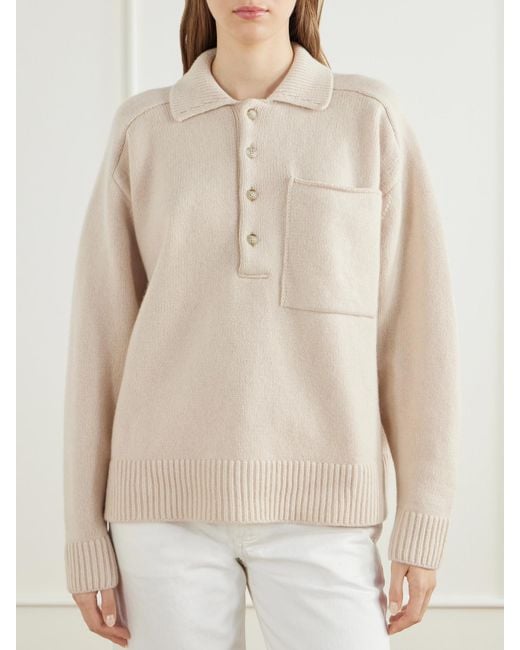 Citizens of Humanity Natural Agatha Wool And Cashmere-Blend Polo Sweater