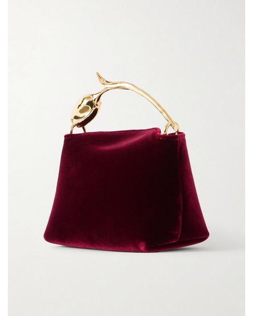 Erdem Red Bloom Micro Velvet Clutch