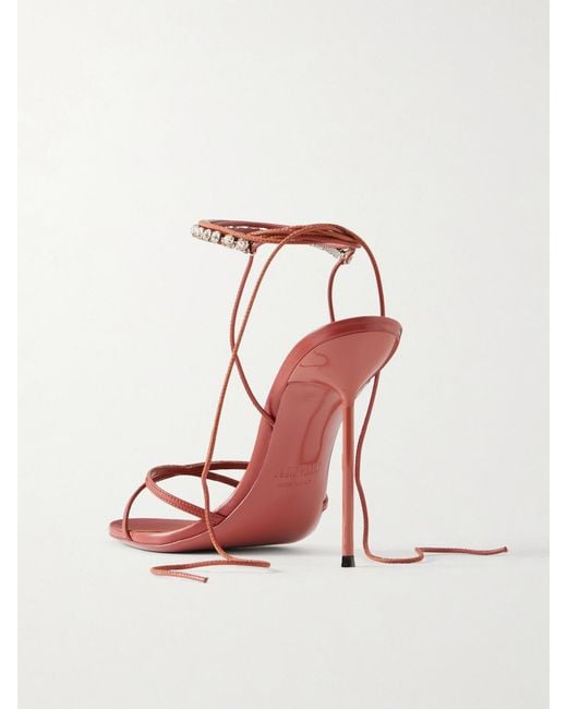 Paris Texas Red Lidia 105 Embellished Lace-Up Leather Sandals