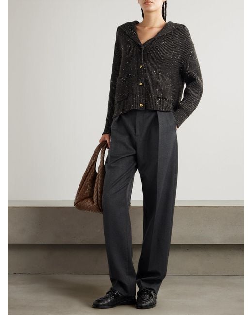 Bottega Veneta Black Ribbed Wool-Blend Cardigan