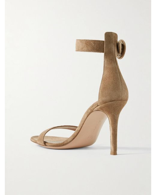 Gianvito Rossi White Portofino 85 Suede Sandals