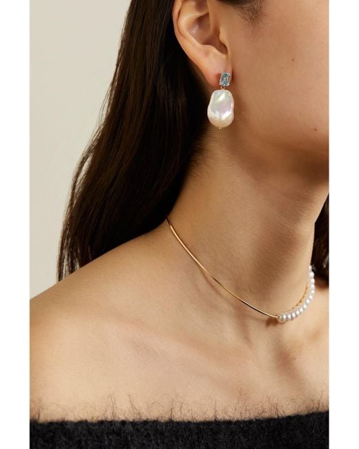 Mateo Natural 14-Karat, Topaz And Pearl Earrings