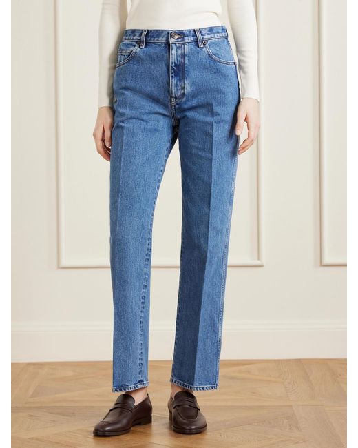 Loro Piana Blue Brooke Cropped Mid-Rise Slim-Leg Jeans