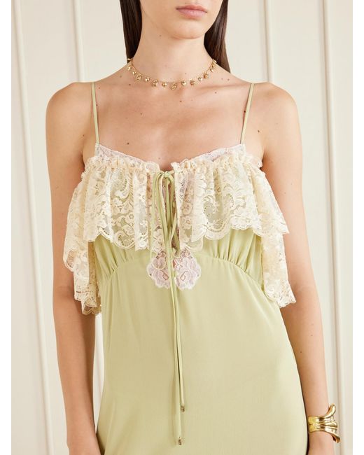 Chloé White Lace-Trimmed Silk-Crepe De Chine Maxi Dress