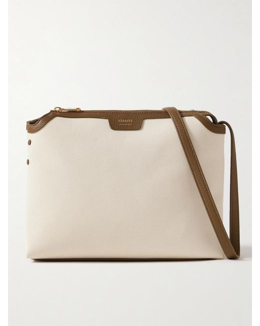 Sac Porté Épaule En Toile À Finitions En Cuir Texturé Lina Medium Khaite en coloris Natural