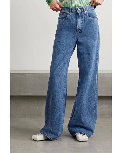 SLVRLAKE Denim Blue Eva High-Rise Wide-Leg Organic Jeans