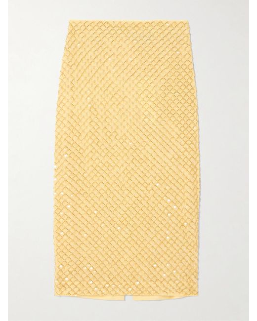 Veronica Beard Yellow Allora Midirock Aus Crêpe De Chine Mit Verzierungen