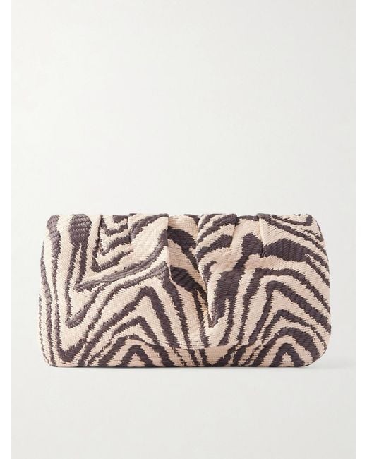 Loeffler Randall Brown Serena Zebra-Jacquard Woven Clutch