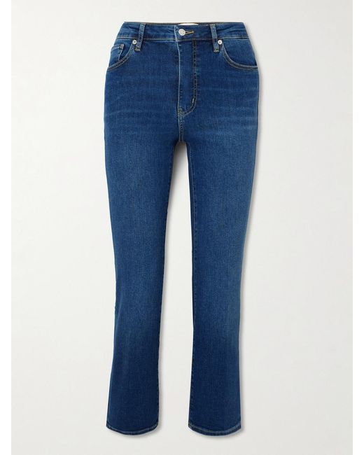 FRAME Blue The Pencil Cropped High-Rise Slim-Leg Jeans