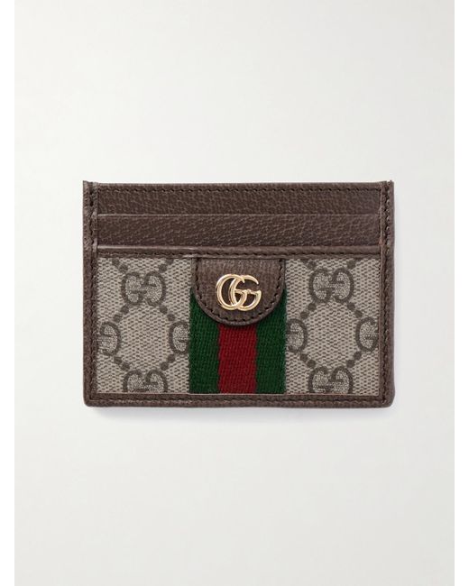 Gucci Natural Ophidia Textured Leather-Trimmed Printed Coated-Canvas Cardholder
