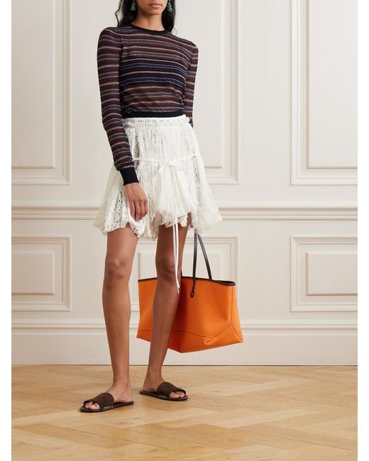 J.W. Anderson White Asymmetric Tie-Detailed Lace Mini Skirt