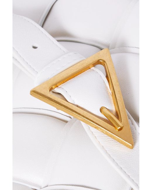 Bottega Veneta White Cassette Medium Padded Intrecciato Leather Shoulder Bag