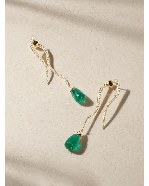 Boucles D'Oreilles En Or 18 Carats (750/1000) Émeraudes Et Diamants Ileana Makri en coloris Natural
