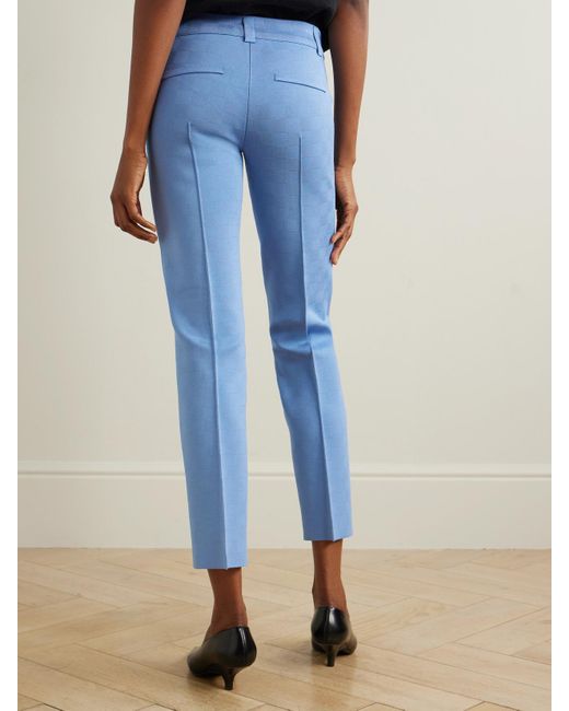 High Sport Blue Nsfw Jules Checked Jacquard-Knit Slim-Leg Pants