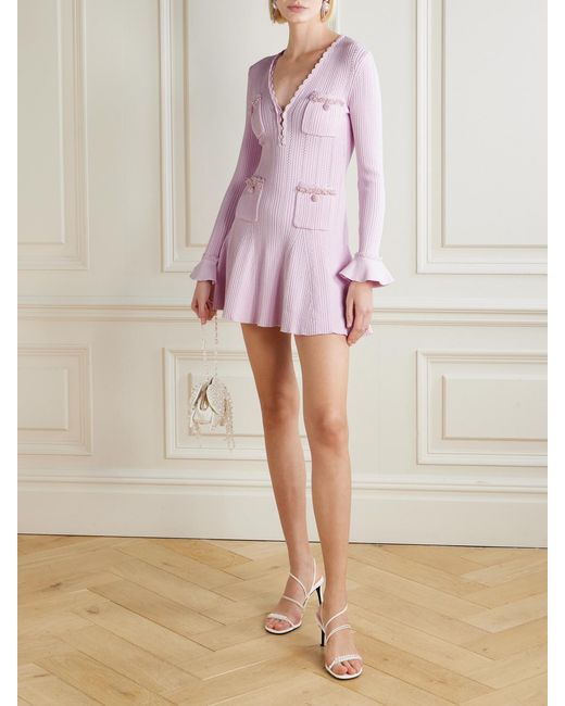 self portrait pink embellished dress self-portrait Sequin Knit Mini Dress in Pink