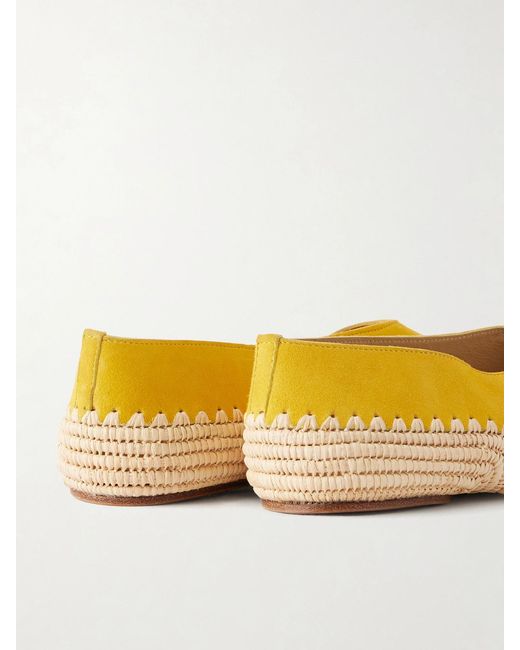 Gabriela Hearst Yellow Strength Suede And Raffia Ballet Flats