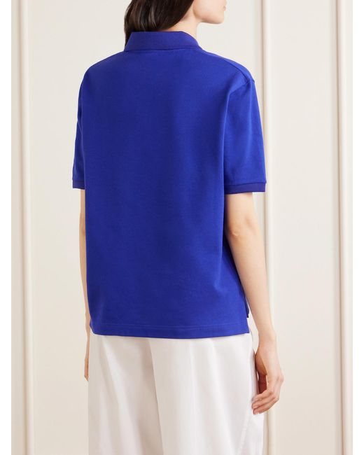 Jil Sander Blue Logo-Embroidered Cotton-Piqué Polo Shirt