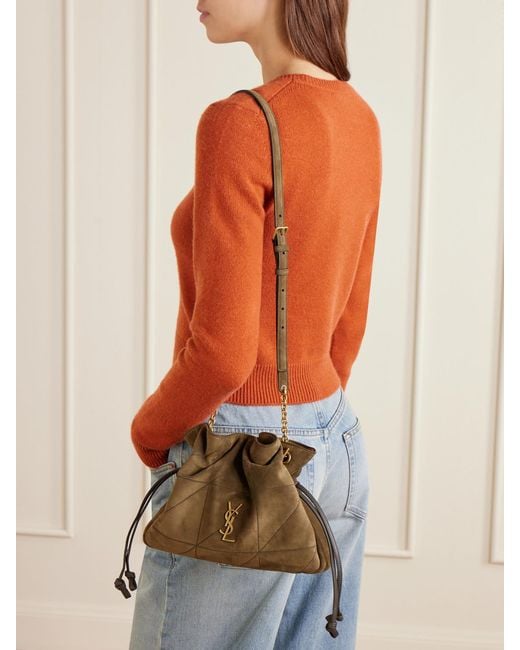 Saint Laurent Brown Jamie Quilted Suede Shoulder Bag
