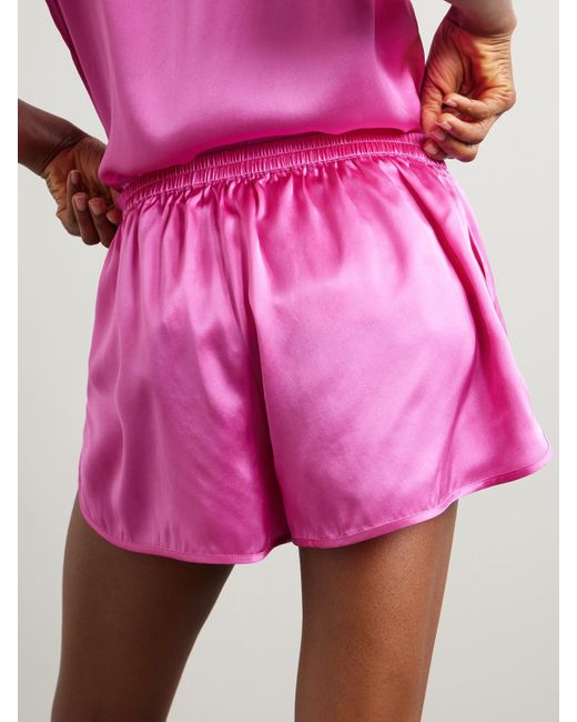 Skin Pink Festive Silk-Satin Pajama Shorts