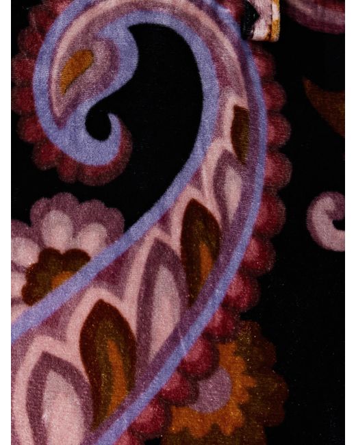 Etro Black Paisley-Print Velvet Straight-Leg Pants