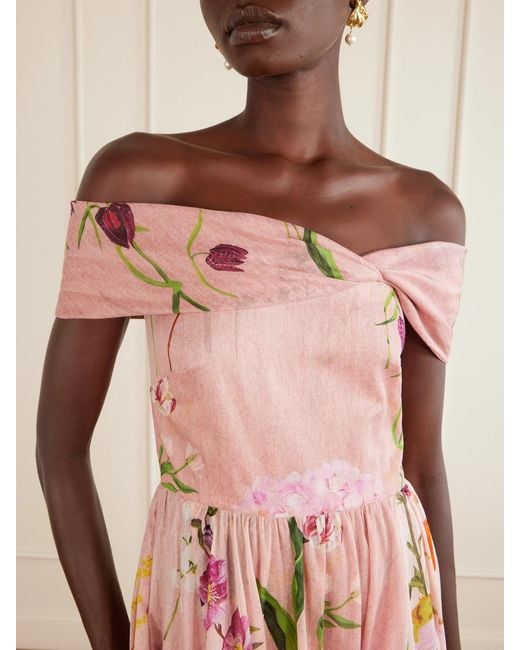 Oscar de la Renta Pink Cotton Midi Dress