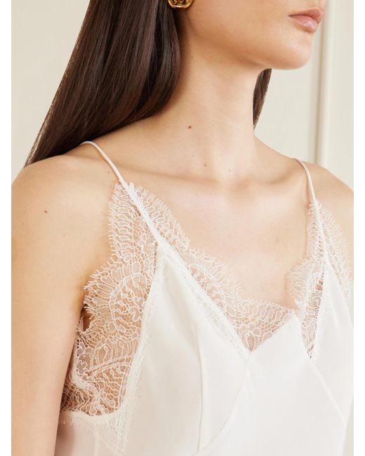 Sharon Wauchob White Capucines Scalloped Lace-Trimmed Silk Crepe De Chine Camisole