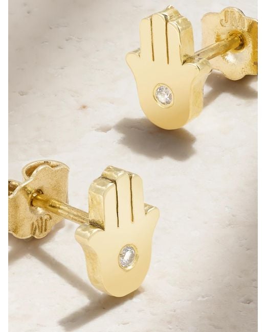 Jennifer Meyer Natural Mini Hamsa 18-Karat Diamond Earrings
