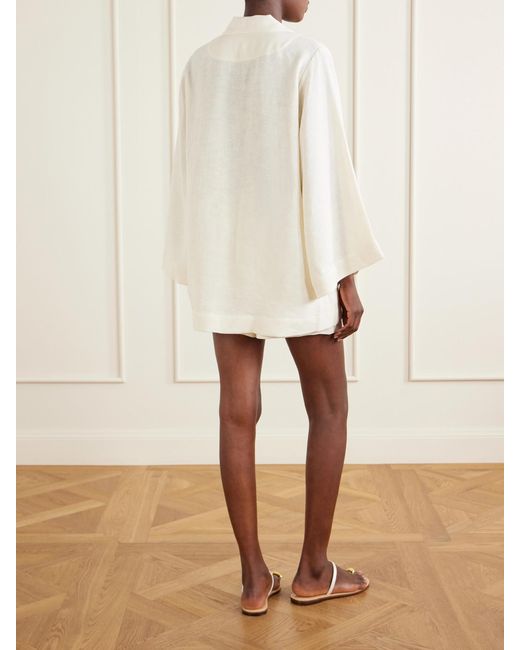 Lisa Marie Fernandez White Tie-Detailed Woven Tunic