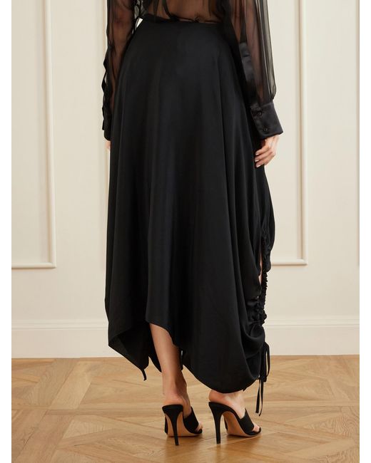 Sharon Wauchob Black Desia Asymmetric Silk-Crepe Midi Skirt
