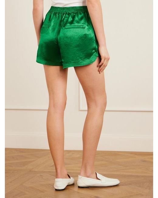 Mother Green The Star Player Embroidered Satin Shorts