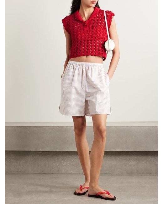 Suzie Kondi Red Iris Crocheted Cotton Top