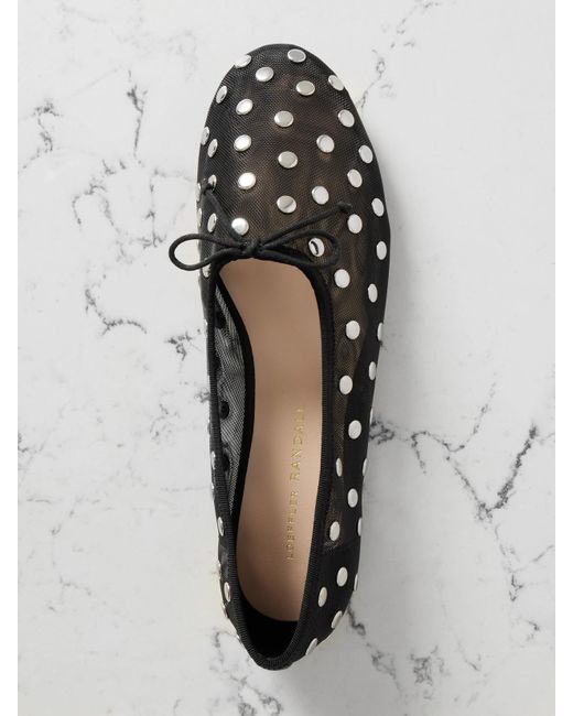 Loeffler Randall Black Landon Studded Mesh Ballet Flats