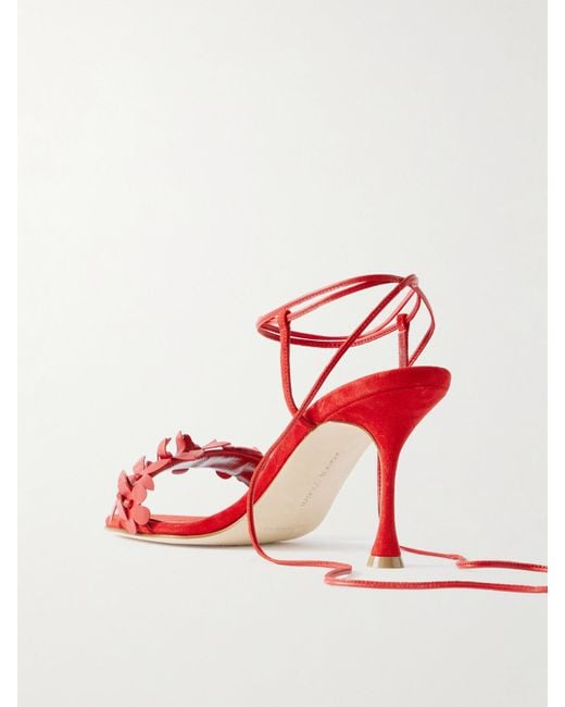 Sandales En Daim À Finitions En Cuir Anista 90 Manolo Blahnik en coloris Red