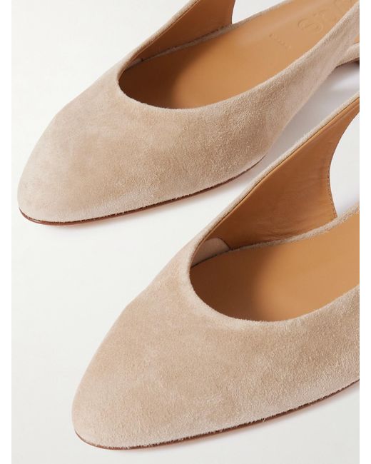 Aeyde Natural Amelia Suede Slingback Ballet Flats