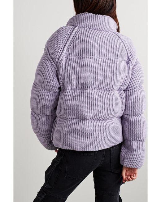 Moncler Genius Purple Quilted Ribbed-Knit Down Jacket