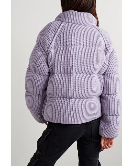 Moncler Genius Purple Quilted Ribbed-Knit Down Jacket