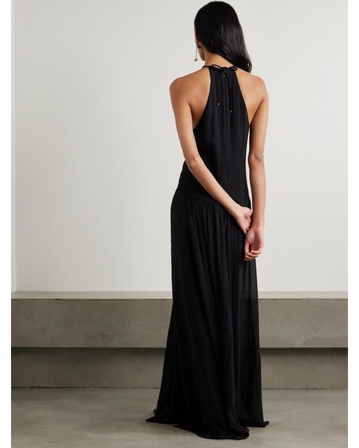 Isabel Marant Black Alviali Embellished Cutout Silk-Georgette Maxi Dress