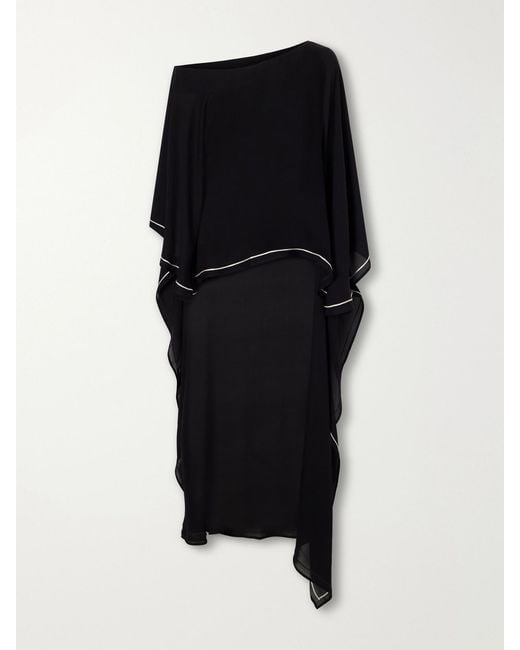 ANDRES OTALORA Black Permanecer Off-The-Shoulder Silk-Georgette Blouse