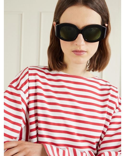 Matteau Green Eclipse Round-Frame Acetate Sunglasses