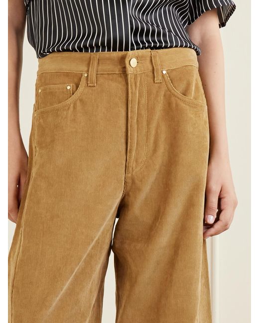 Maria McManus Natural Crescent Corduroy Organic-Cotton Wide-Leg Pants