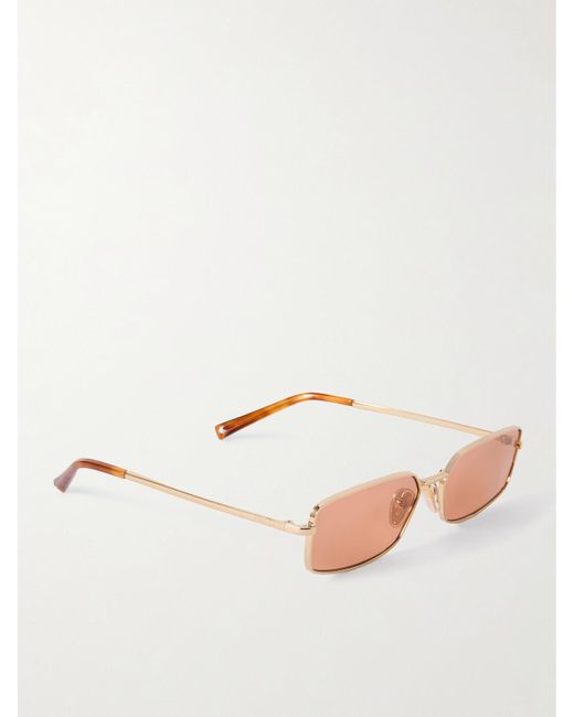 Prada Pink Goldfarbene Sonnenbrille Mit Eckigem Rahmen