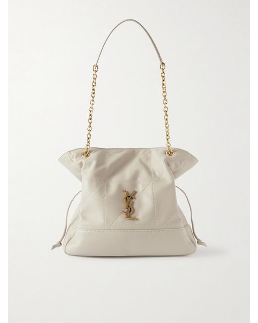 Saint Laurent White Jamie Shopping Small Quilted Leather Shoulder Bag