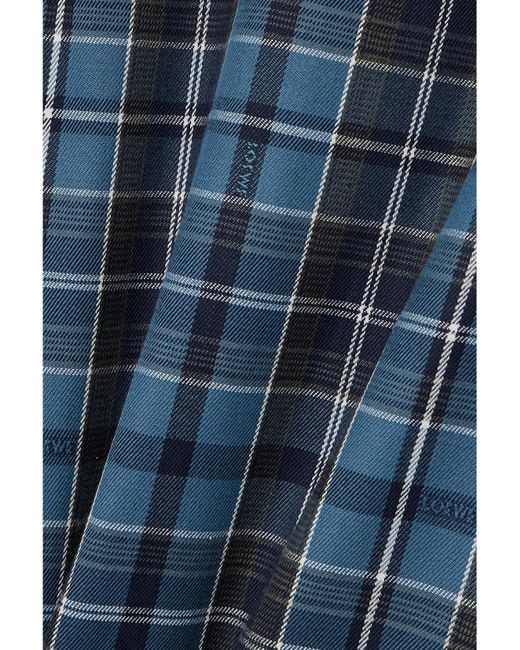 Loewe Blue Cotton Corduroy-Trimmed Checked Wool-Blend Padded Jacket