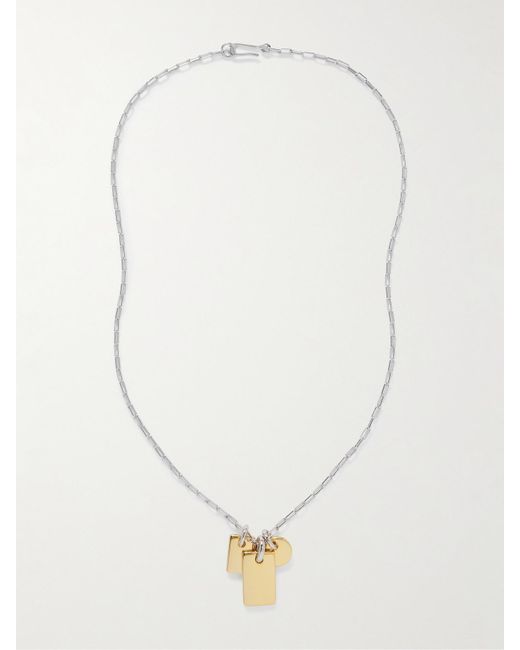 Laura Lombardi White Carta Rhodium- And-Plated Necklace