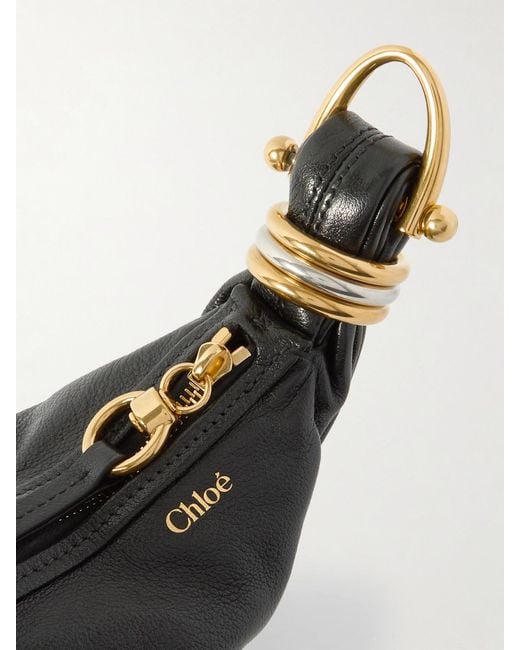 Chloé Black Bracelet Embellished Textured-Leather Tote